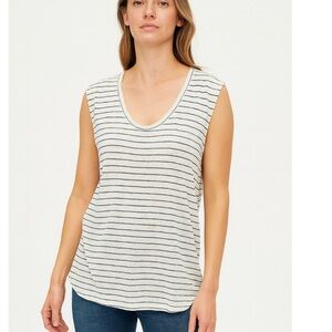 Linen Hudson North Tank Top Size Large Striped Coastal Resort